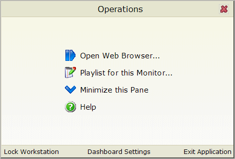 Whatsup Dashboard Operations menu