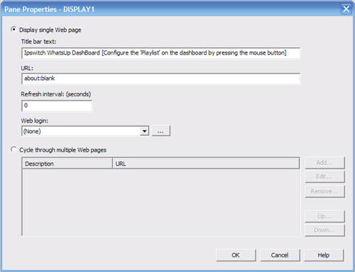 Whatsup Dashboard Pane Properties